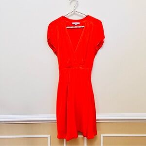 Les Petites Paris Orange Dot Faux Wrap Mini Dress